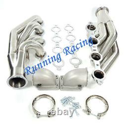 Stainless Turbo Exhaust Manifold LS1 LS6 LSX GM V8 + Elbows T3 T4 to 3.0 V Band