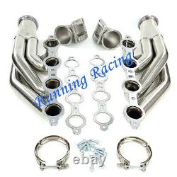 Stainless Turbo Exhaust Manifold LS1 LS6 LSX GM V8 + Elbows T3 T4 to 3.0 V Band