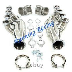 Stainless Turbo Exhaust Manifold LS1 LS6 LSX GM V8 + Elbows T3 T4 to 3.0 V Band