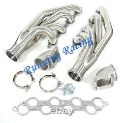 Stainless Turbo Exhaust Manifold LS1 LS6 LSX GM V8 + Elbows T3 T4 to 3.0 V Band