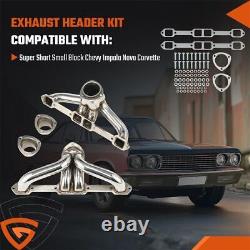 Super Short Small Block For Chevy Stainless Exhaust Headers Impala Nova Corvette