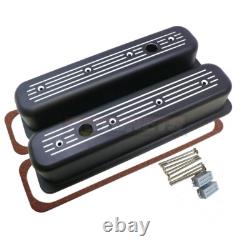 Tall Small Block Chevy SBC Vortec Center Bolt Aluminum Valve Cover Black Gasket