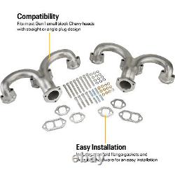 Tru-Ram Small Block Chevy SBC 350 Exhaust Manifolds, Unpolished Stainless Steel