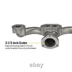 Tru-Ram Small Block Chevy SBC 350 Exhaust Manifolds, Unpolished Stainless Steel