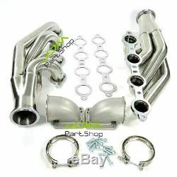 Turbo Exhaust Manifold Headers LS1 LS6 LSX GM V8 + Elbows T3 T4 to 3.0 V Band