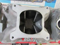 USED SMALL BLOCK CHEVY HURRICANE INTAKE #520301 WithFELPRO 1205 SOLD AS IS