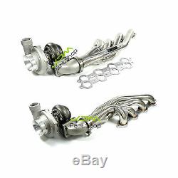 Up&Forward Exhaust Headers+T66 Oil Cold Turbo For LS1 LS2 LS3 LS6 4.8L 5.3L 5.7L