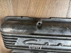 Vintage Aluminum Finned Small Block Chevrolet Corvette Valve Covers #3726086