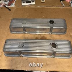 Vintage Cal Custom Small Block Chevy 9 Finned Aluminum Valve Covers 302 327 350