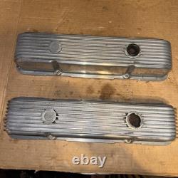 Vintage Cal Custom Small Block Chevy 9 Finned Aluminum Valve Covers 302 327 350