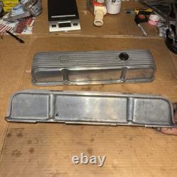 Vintage Cal Custom Small Block Chevy 9 Finned Aluminum Valve Covers 302 327 350