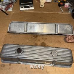 Vintage Cal Custom Small Block Chevy 9 Finned Aluminum Valve Covers 302 327 350