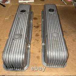 Vintage Cal Custom Small Block Chevy 9 Finned Aluminum Valve Covers 302 327 350