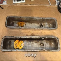 Vintage Cal Custom Small Block Chevy 9 Finned Aluminum Valve Covers 302 327 350