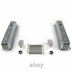 Vintage Center Bolt Finned Valve Covers with Breathers (PCV) Small Block Chevy