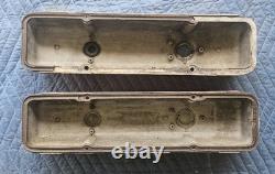 Vintage EDELBROCK Small Block Chevy SBC Tall Finned Aluminum Valve Covers 327 NR
