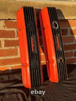Vintage Edelbrock Aluminum Small Block Chevy Valve Covers