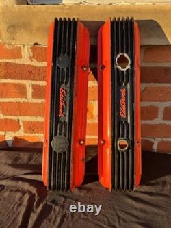 Vintage Edelbrock Aluminum Small Block Chevy Valve Covers