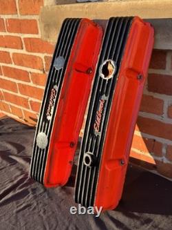 Vintage Edelbrock Aluminum Small Block Chevy Valve Covers