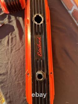 Vintage Edelbrock Aluminum Small Block Chevy Valve Covers