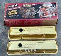 Vintage Gold Anodized Moroso Valve Covers For Small Block Chevrolet Hot Rat Rod
