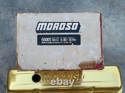 Vintage Gold Anodized Moroso Valve Covers For Small Block Chevrolet Hot Rat Rod