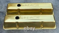 Vintage Gold Anodized Moroso Valve Covers For Small Block Chevrolet Hot Rat Rod