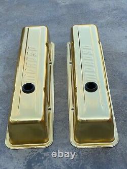 Vintage Gold Anodized Moroso Valve Covers For Small Block Chevrolet Hot Rat Rod