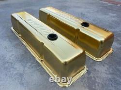 Vintage Gold Anodized Moroso Valve Covers For Small Block Chevrolet Hot Rat Rod