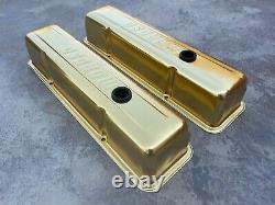 Vintage Gold Anodized Moroso Valve Covers For Small Block Chevrolet Hot Rat Rod