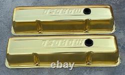 Vintage Gold Anodized Moroso Valve Covers For Small Block Chevrolet Hot Rat Rod