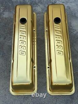 Vintage Gold Anodized Moroso Valve Covers For Small Block Chevrolet Hot Rat Rod